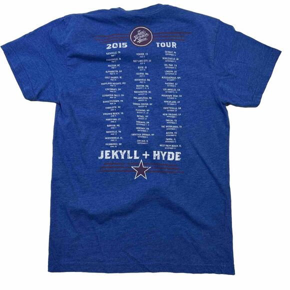 ZAC BROWN BAND 2015 Official "Jekyll & Hyde" Tour Dates T-Shirt Size Small Blue - Picture 2 of 6